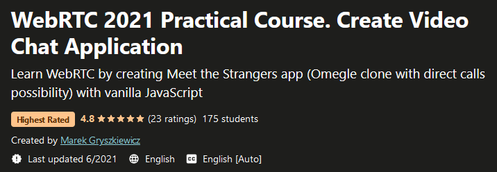 WebRTC 2021 Practical Course.  Create Video Chat Application