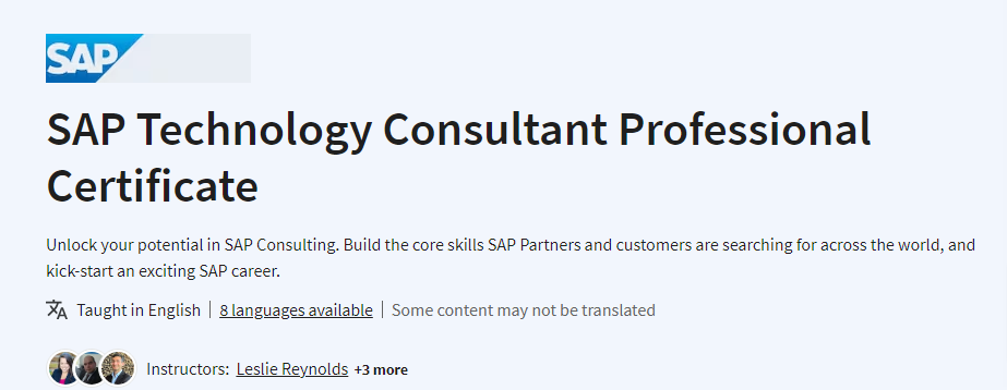 SAP Technology Consultant Professional Certificate