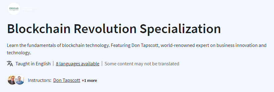 Blockchain Revolution Specialization