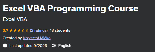 Excel VBA Programming Course 