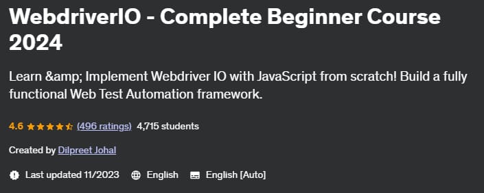 WebdriverIO - Complete Beginner Course 2024