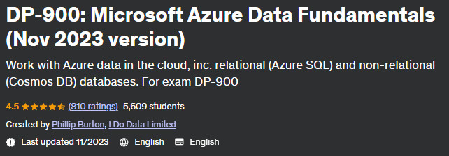 Dp-900 Microsoft Azure Data Fundamentals (Aug 2022 Version)