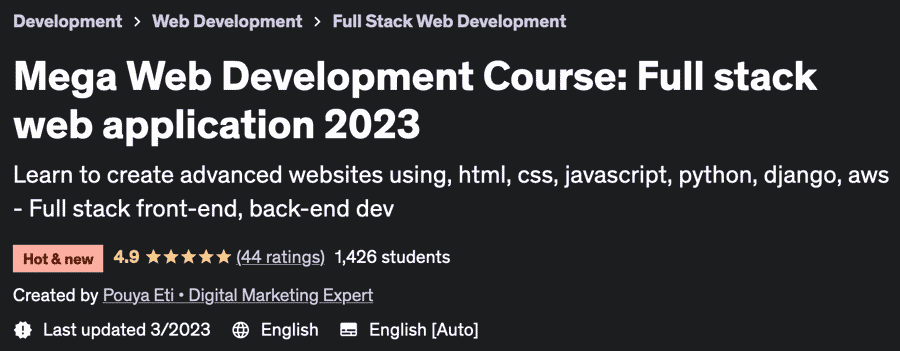 Mega Web Development Course Full stack web application 2023