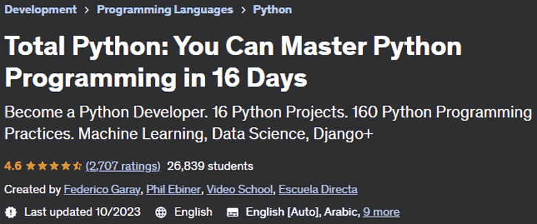 Total Python: You Can Master Python Programming in 16 Days