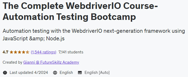 The Complete WebdriverIO Course - Automation Testing Bootcamp