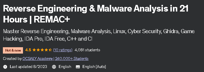 Reverse Engineering & Malware Analysis in 21 Hours _ REMAC+