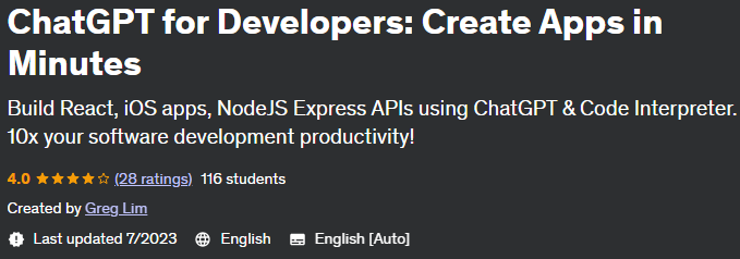 ChatGPT for Developers: Create Apps in Minutes