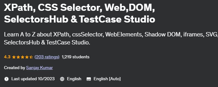 XPath, CSS Selector, Web, DOM, SelectorsHub & TestCase Studio