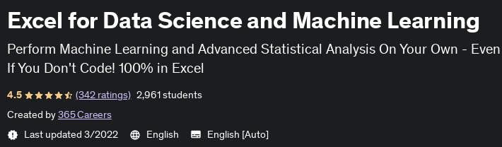 Excel for Data Science and Machine Learning