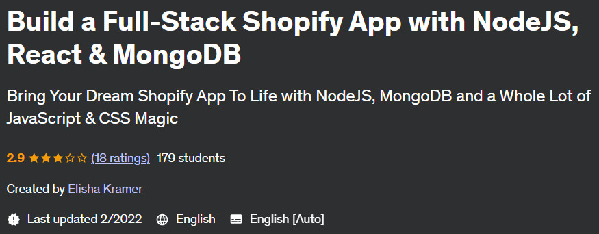 Build a Full-Stack Shopify App with NodeJS React & MongoDB