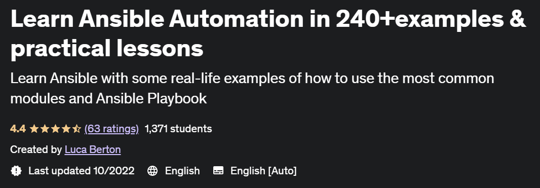 Learn Ansible Automation in 240+ examples & practical lessons