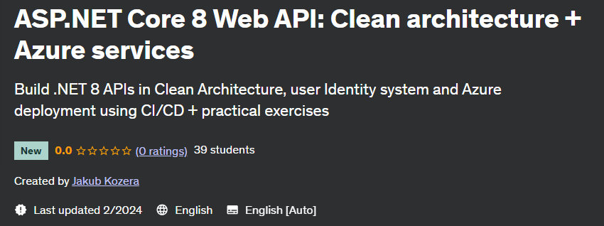 ASP.NET Core 8 Web API: Clean architecture + Azure services