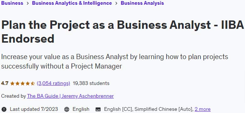 Plan the Project as a Business Analyst - IIBA Endorsed