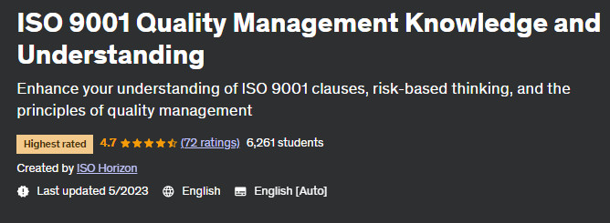 ISO 9001 Quality Management Knowledge and Understanding