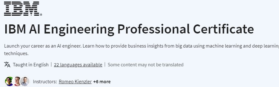 IBM AI Engineering Professional Certificate