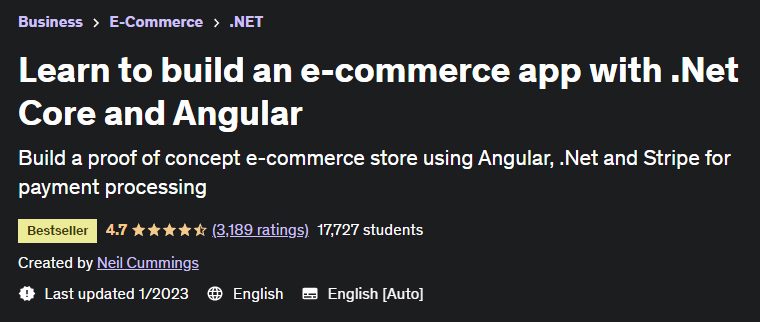 Learn to build an e-commerce app with .Net Core and Angular