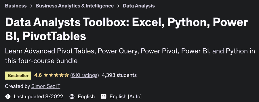 Data Analyst Toolbox: Excel, Python, Power BI, PivotTables