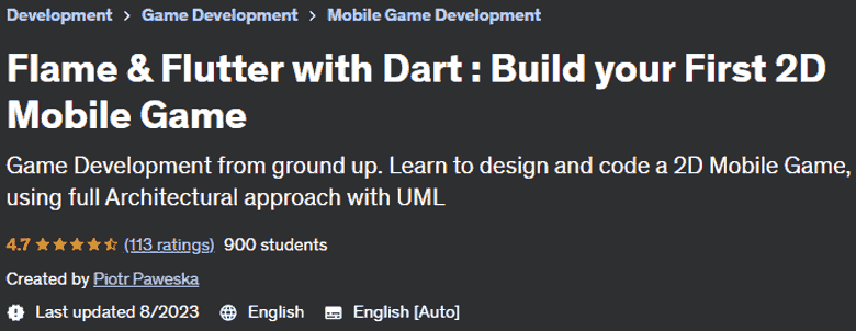 Flame & Flutter with Dart : Build your First 2D Mobile Game