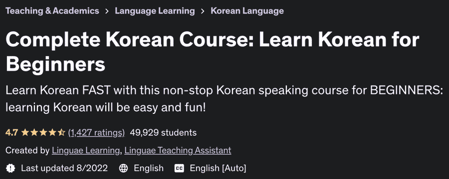 Complete Korean Course: Learn Korean for Beginners