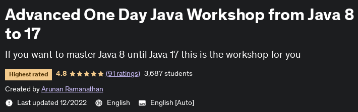 Advanced One Day Java Workshop from Java 8 to 17