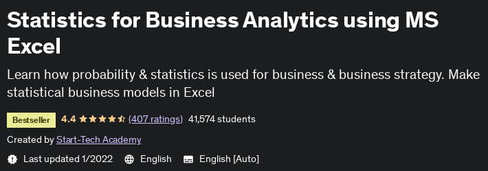 Statistics for Business Analytics using MS Excel