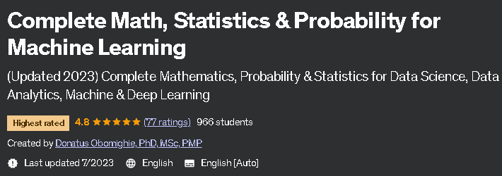 Complete Math, Statistics & Probability for Machine Learning