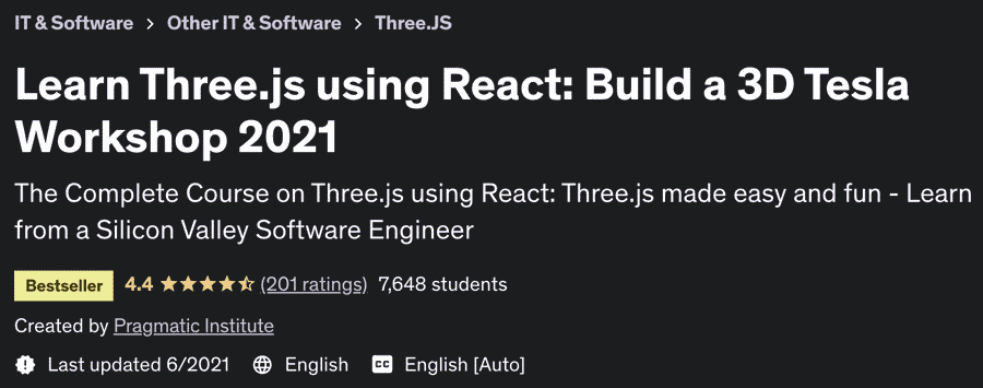 Learn Three.js using React: Build a 3D Tesla Workshop 2021