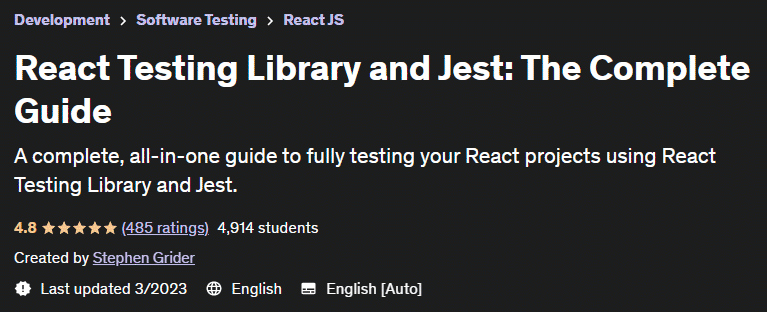 React Testing Library and Jest The Complete Guide