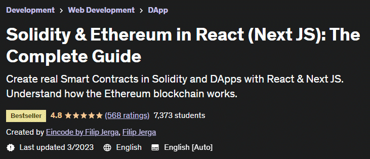 Solidity & Ethereum in React (Next JS) The Complete Guide