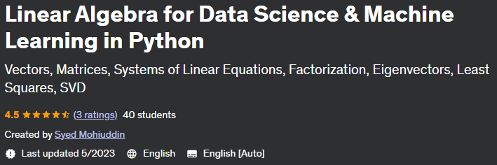 Linear Algebra for Data Science & Machine Learning in Python