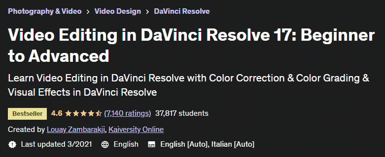 Video Editing in DaVinci Resolve 17 Beginner to Advanced