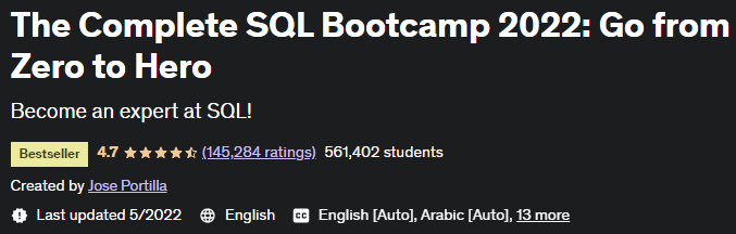 The Complete SQL Bootcamp 2022 Go from Zero to Hero
