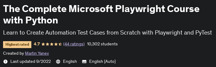 The Complete Microsoft Playwright Course with Python