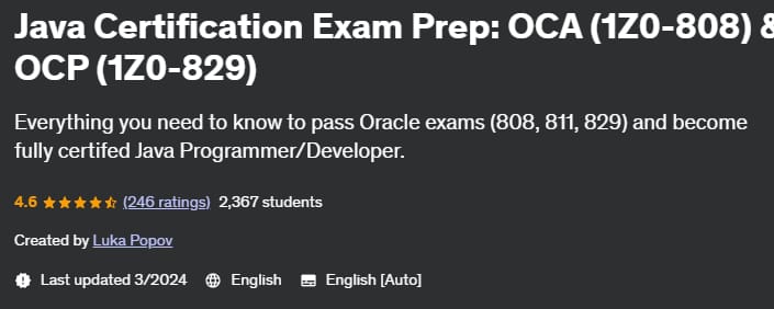 Java Certification Exam Prep_ OCA (1Z0-808) & OCP (1Z0-829)