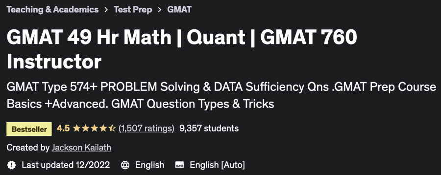 GMAT 49 Hr Math |  Quant  GMAT 760 Instructor