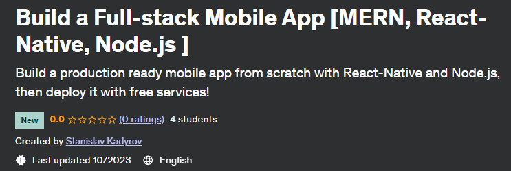 Build a Full-stack Mobile App (MERN React-Native Node.js) 