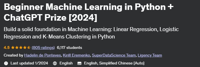 Beginner Machine Learning in Python + ChatGPT Prize (2024)