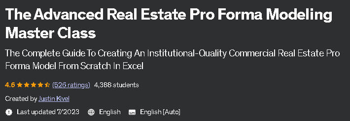 The Advanced Real Estate Pro Forma Modeling Master Class