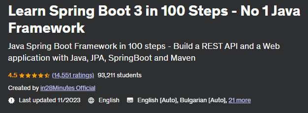 Learn Spring Boot 3 in 100 Steps - No. 1 Java Framework