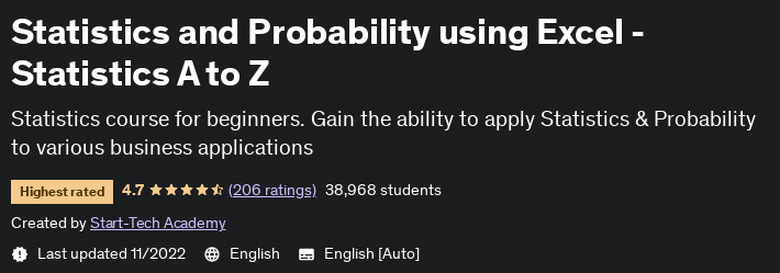 Statistics and Probability using Excel - Statistics A to Z