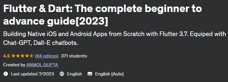 Flutter & Dart: The complete beginner to advanced guide (2023) 
