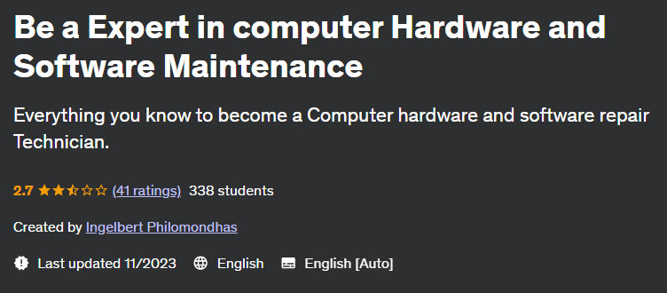 Be an Expert in Computer Hardware and Software Maintenance