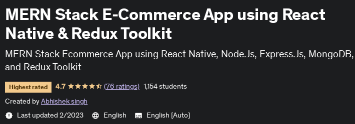 MERN Stack E-Commerce App using React Native & Redux Toolkit