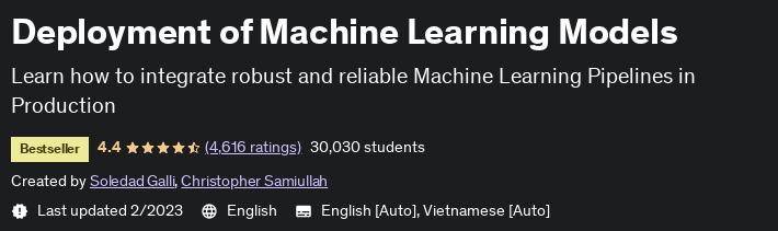 Deployment of Machine Learning Models