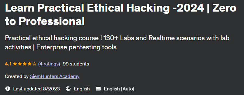 Learn Practical Ethical Hacking -2024 Zero to Professional