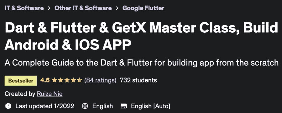 Dart & Flutter & GetX Master Class, Build Android & IOS APP