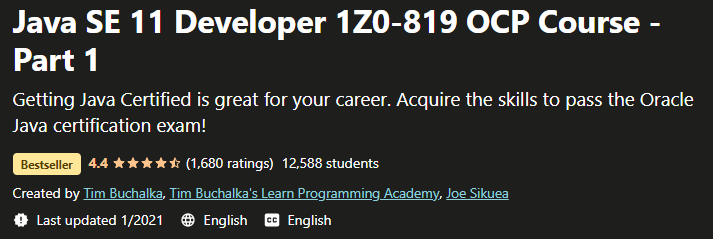 Java SE 11 Developer 1Z0-819 OCP Course - Part 1