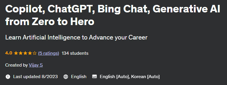 Copilot ChatGPT Bing Chat Generative AI from Zero to Hero