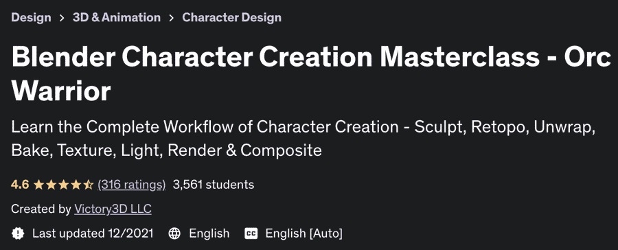Blender Character Creation Masterclass - Orc Warrior