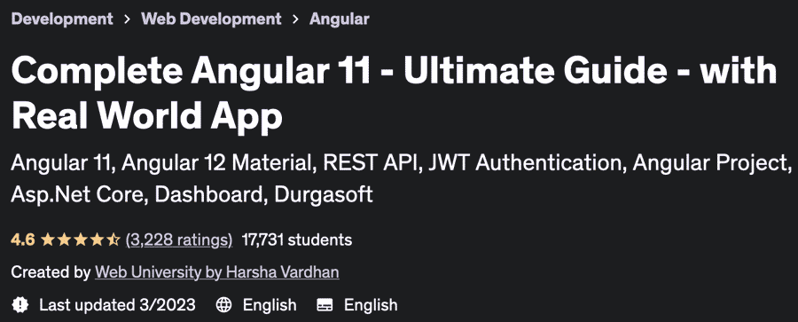 Complete Angular 11 - Ultimate Guide - with Real World App